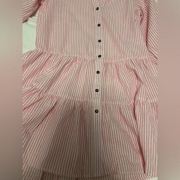 Petal & Pup Astro Pink Stripe Seersucker Babydoll Button Down Flowy Dress - Picture 8 of 14